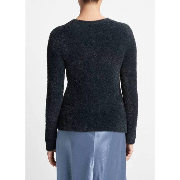 NEW VINCE lurex eyelash pullover sweater in obsidian black - Picture 2 of 2